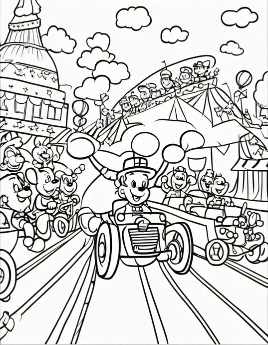 Colorful Race Car Circus Parade Scene