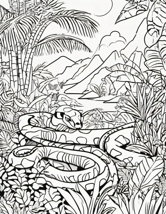 Colorful Jungle Snake Safari Scene