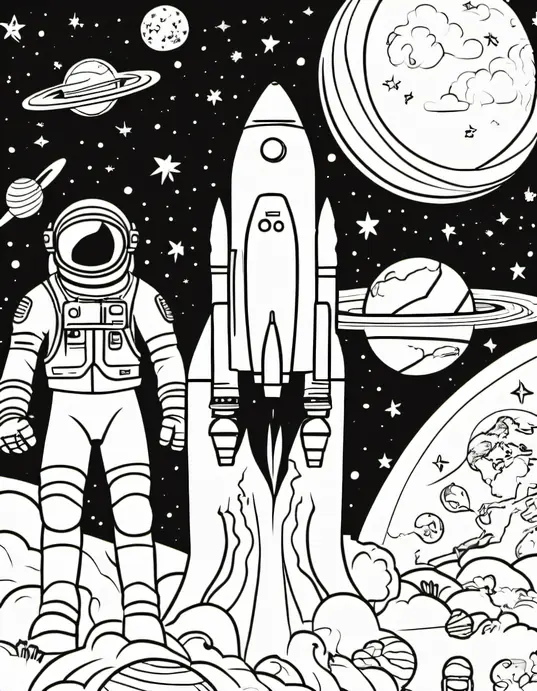 Color Space Adventures: Astronauts Among Shooting Stars