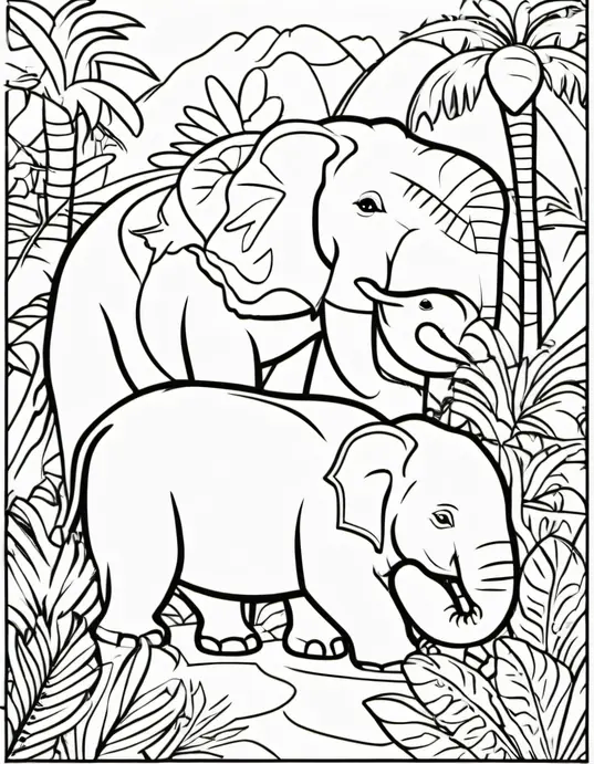Exotic Jungle Animals Coloring Page