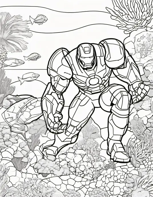 Color Marvel Superheroes Underwater Adventure Scene