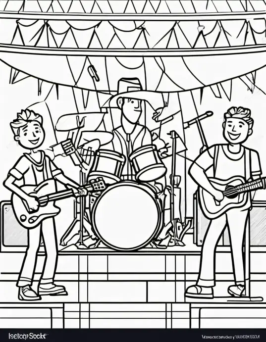 Crayon-Filled Rockstar Stage Coloring Page
