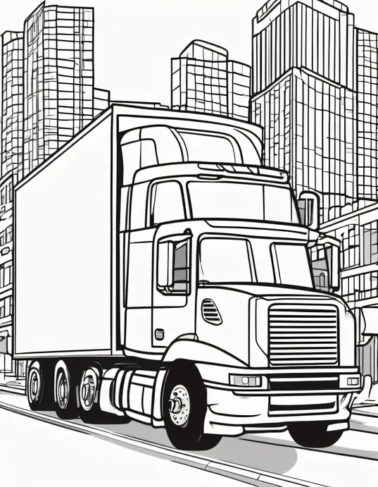 Big Truck Coloring Page: City Delivery Adventure