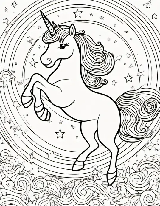 Dancing Unicorn Coloring Page