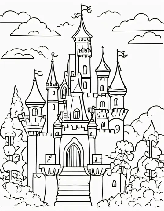 Enchanting Castle Coloring Page for Princesses
