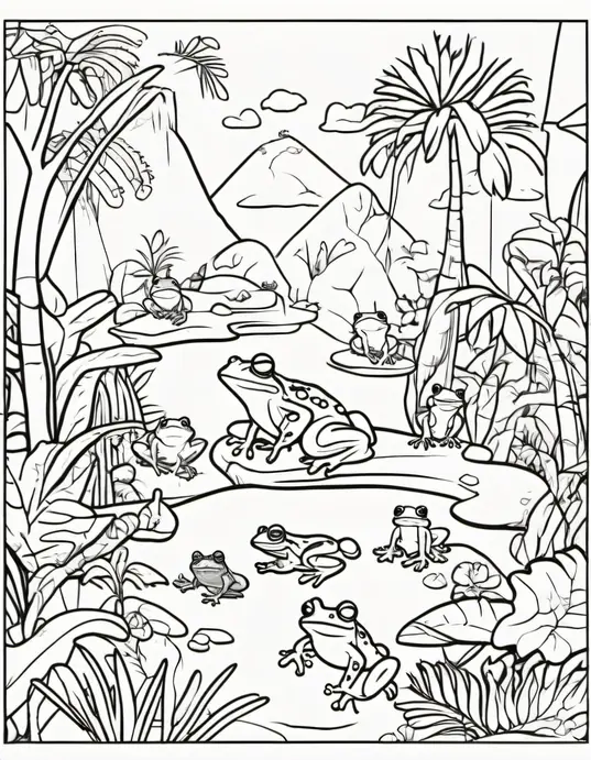 Colorful Frog Rainforest Adventure Scene