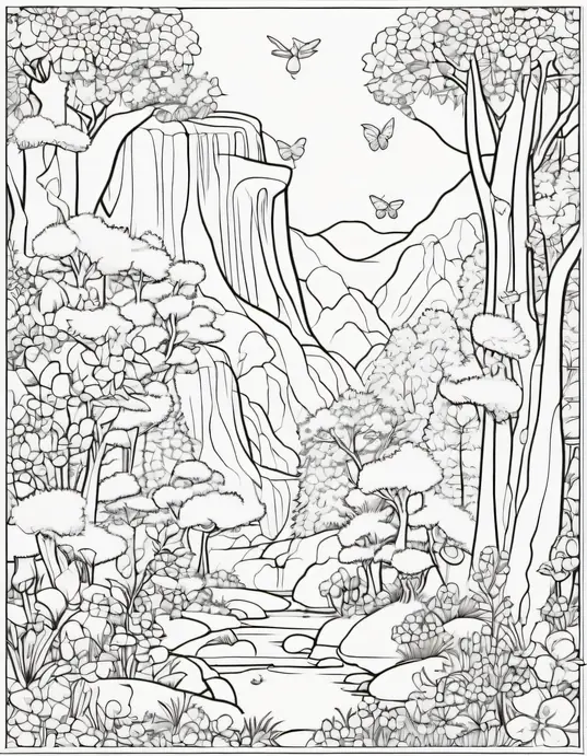 Enchanting Forest Fairy Coloring Scene