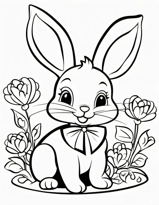 Sweet Valentine's Day Bunny Coloring Page
