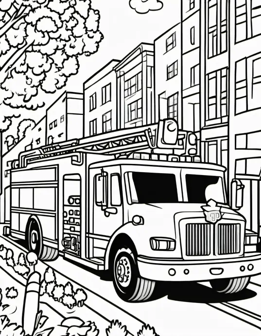 Coloring Fire Trucks at a Playful Parade
