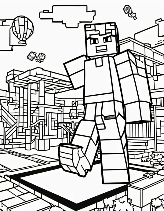 Minecraft Adventure Coloring Page: Creeper Playground Fun