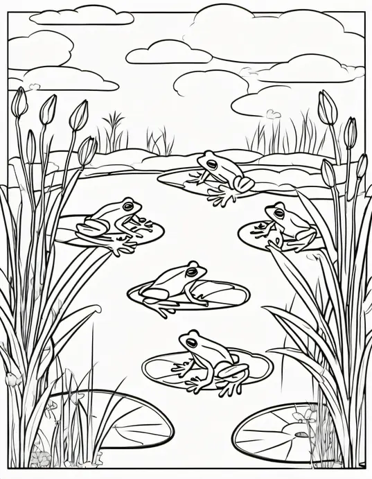 Colorful Frog Pond Adventure Scene