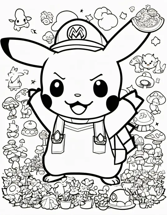 Pokemon Coloring: Catchy Pikachu in Super Mario World!
