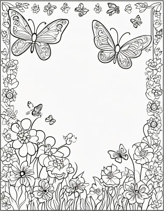 Colorful Heart Butterflies Garden Scene for Kids