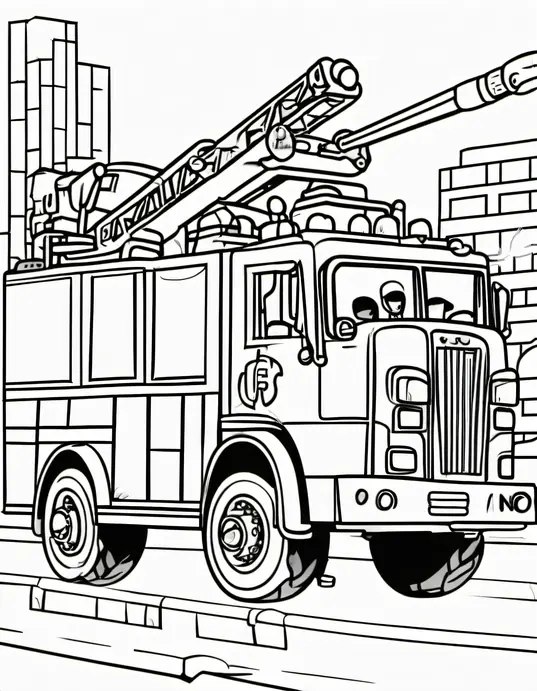 Color and Explore: Fire Truck Parade Scene