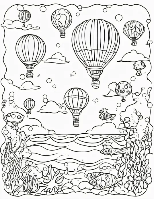 Colorful Underwater Balloon Party Scene