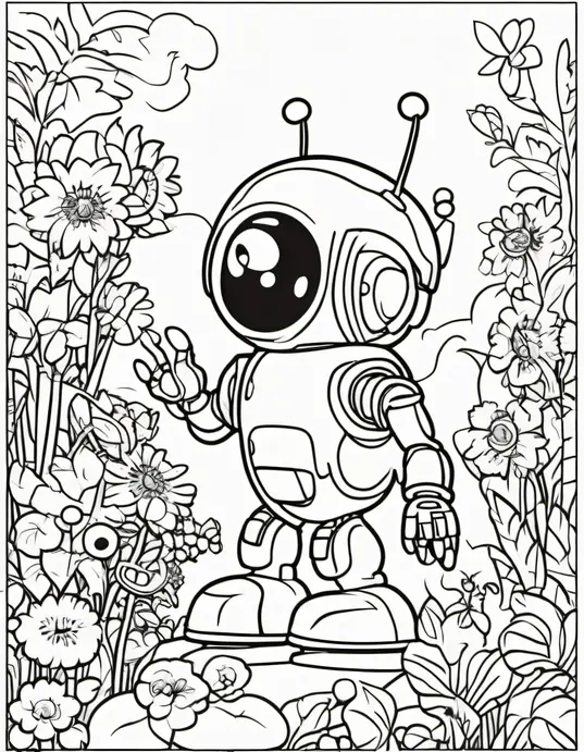 Colorful Alien Robot Garden Adventure