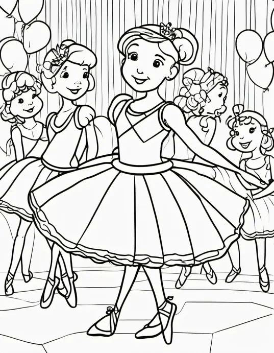 Colorful Ballerina Party Scene for Kids