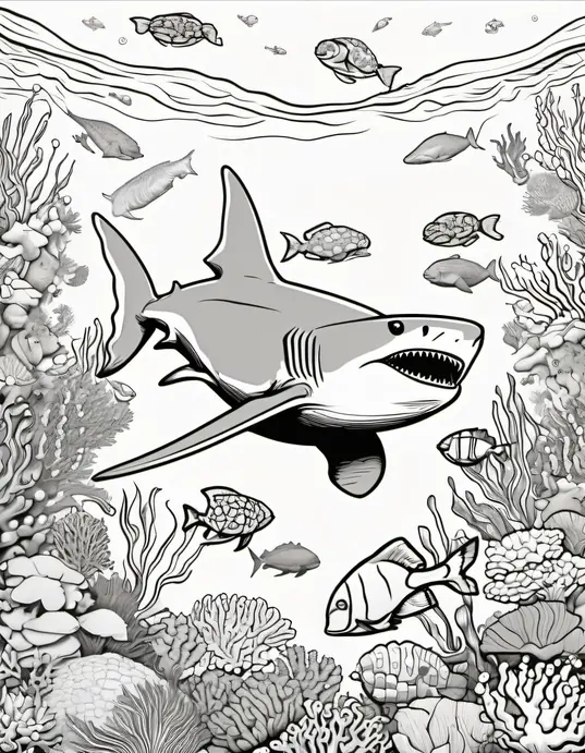 Underwater Shark Coloring Adventure: Coral Reef Friends