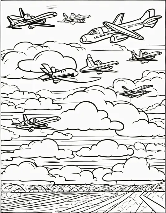 Colourful Jet Plane Adventure Sky Scene