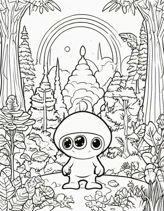 Extraterrestrial Forest Coloring Adventure