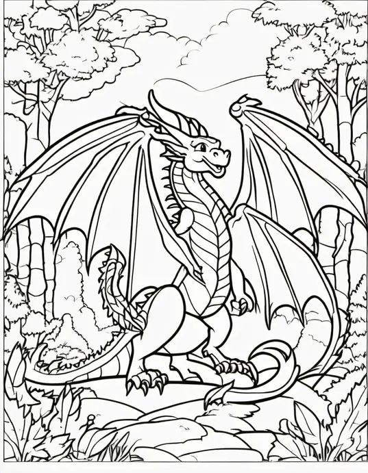 Colorful Dragon Forest Scene for Kids