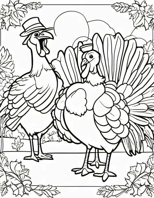 Turkey Time Coloring Fun: Feathered Friends Festivity