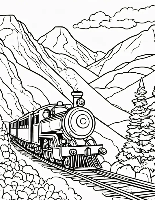 Colorful Steam Train Journey through Mountain Tunnels