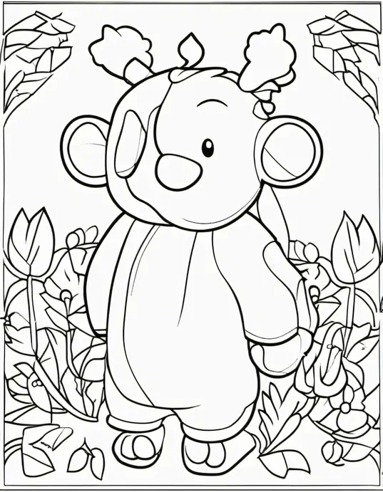 Pixely Rainbow Jungle Coloring Scene