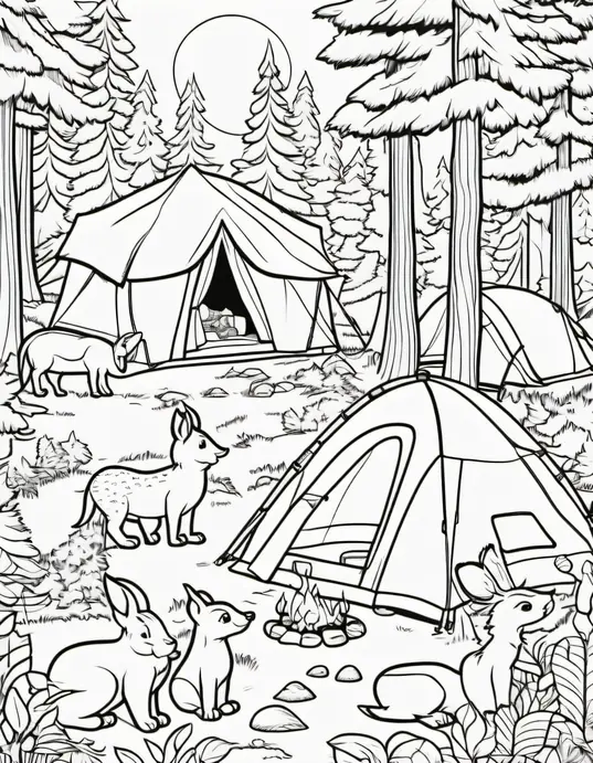 Color and Explore: Forest Campsite Animals