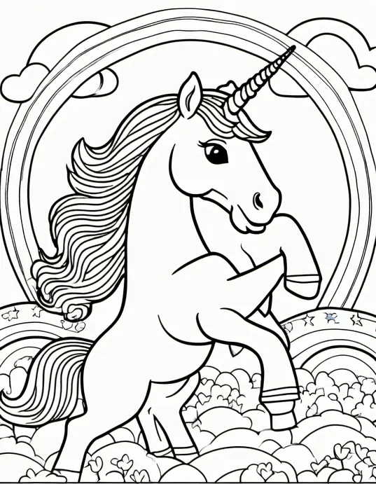 Colorful Unicorn Rainbow Adventure Scene