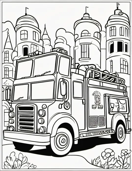Fire Truck Coloring Page: Red Rescue Adventure