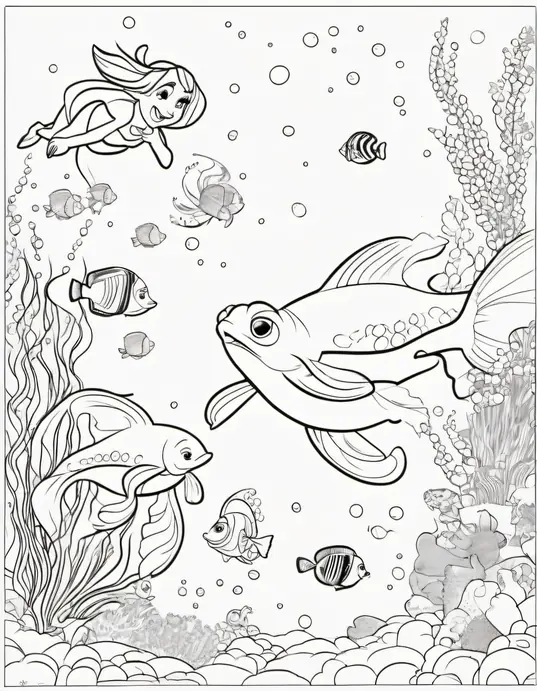 Color Disney Princesses Underwater Scene