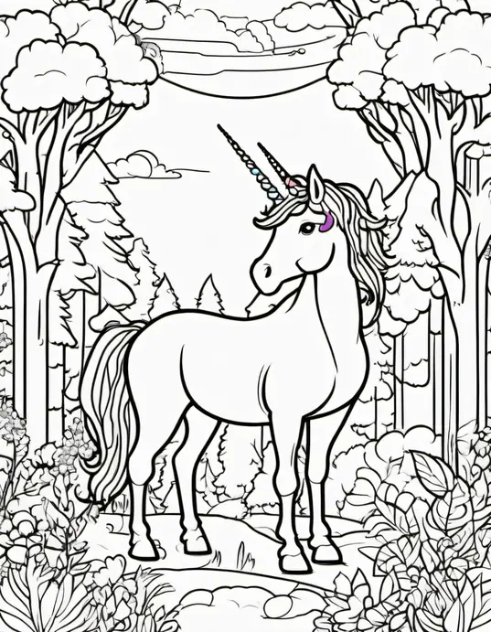 Colorful Unicorn Forest Adventure Scenes for Kids