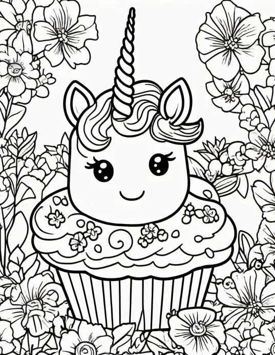 Colorful Unicorn Cupcake Garden