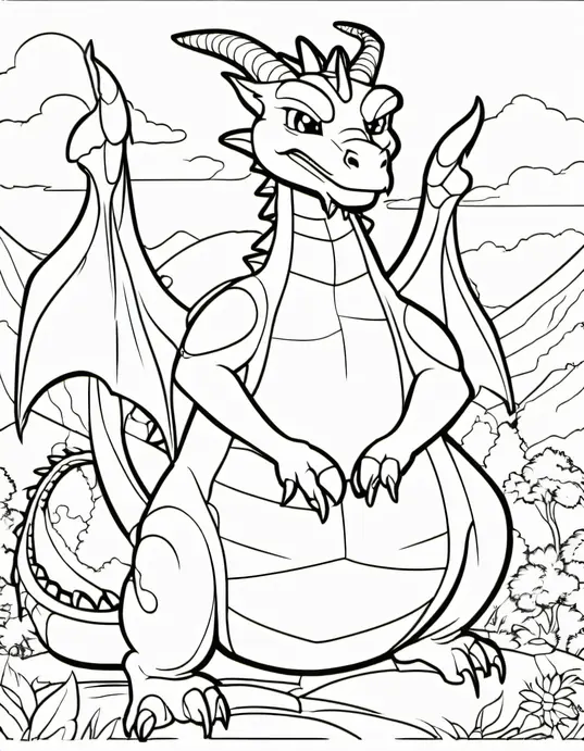 Anime-Style Dragon Coloring Page for Kids