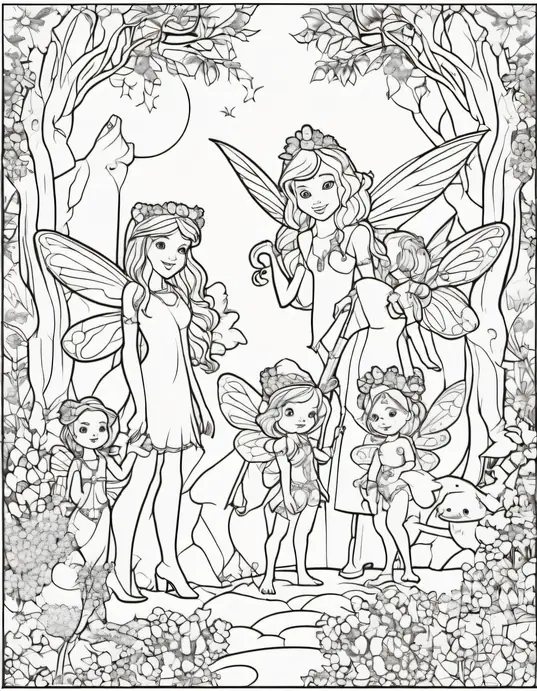 Enchanting Forest Fairy Coloring Scene
