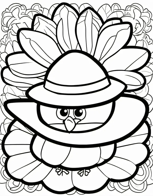 Turkey-Filled Pilgrim Hat Coloring Page
