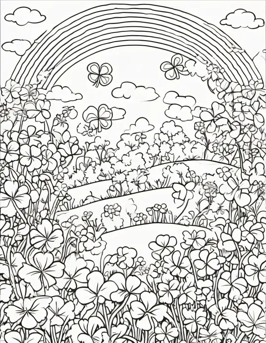Luck of the Irish Clover Garden Coloring Page