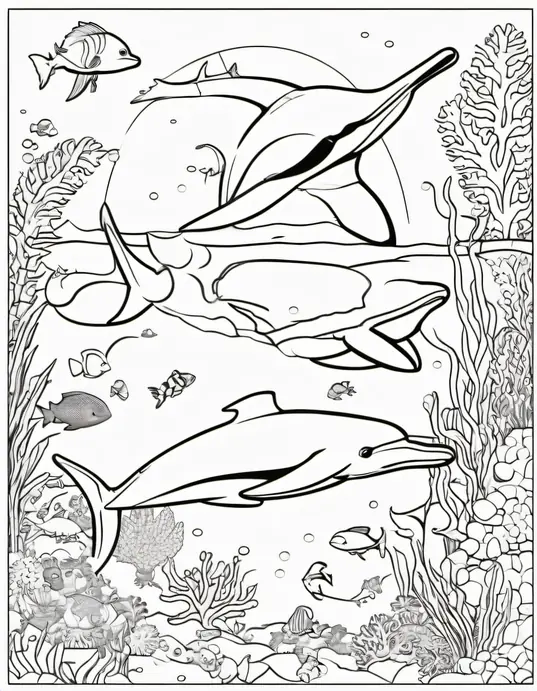 Underwater Dolphin Coloring Adventure