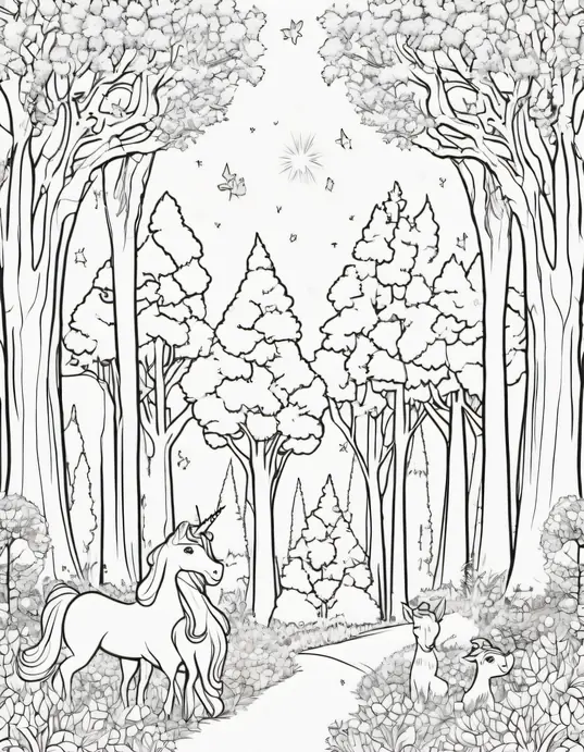 Enchanted Forest Coloring Page for Magical Creatures