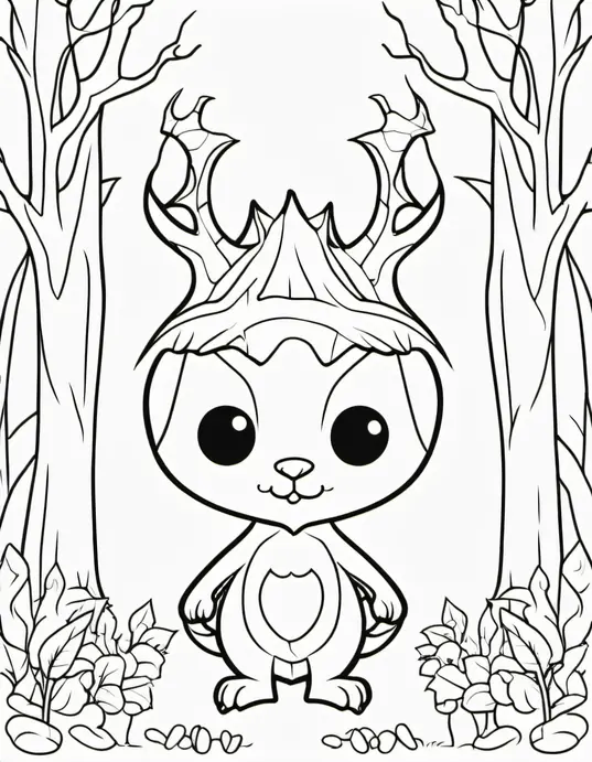 Spooky Forest Creature Coloring Page