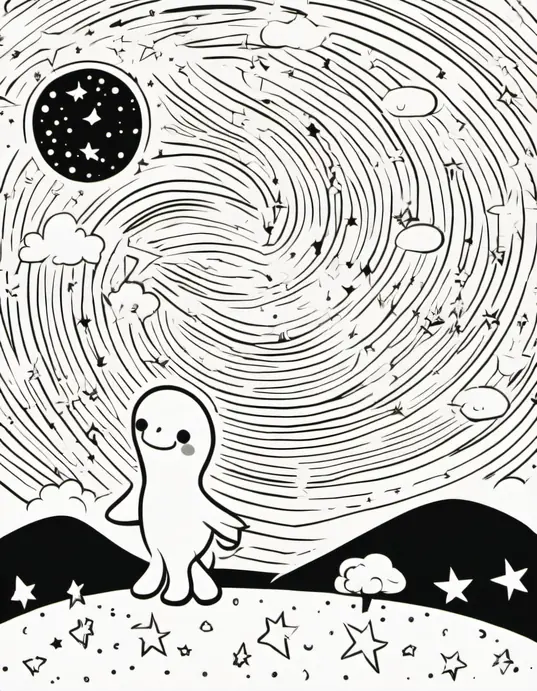 Color Starry Night Sky Coloring Page