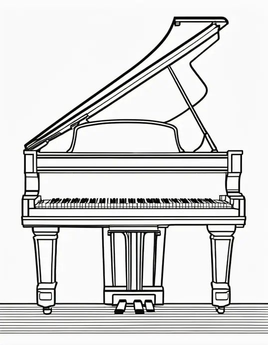 Whimsical Piano Keys Coloring Page for Kids